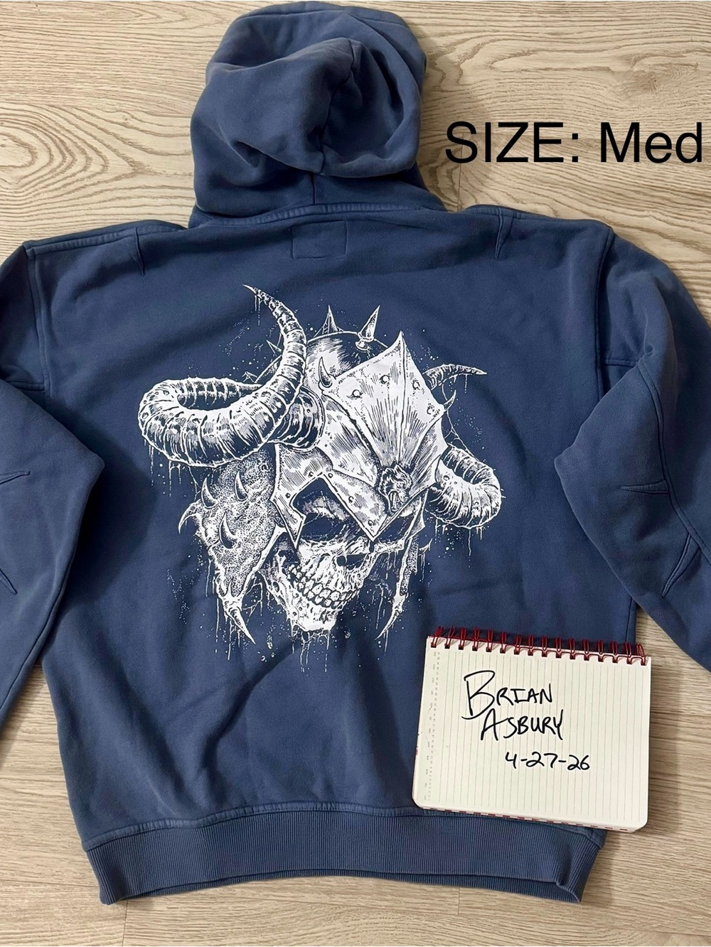 Darc Sport Navy Blue Hoodie with White Skull & Horn Graphic